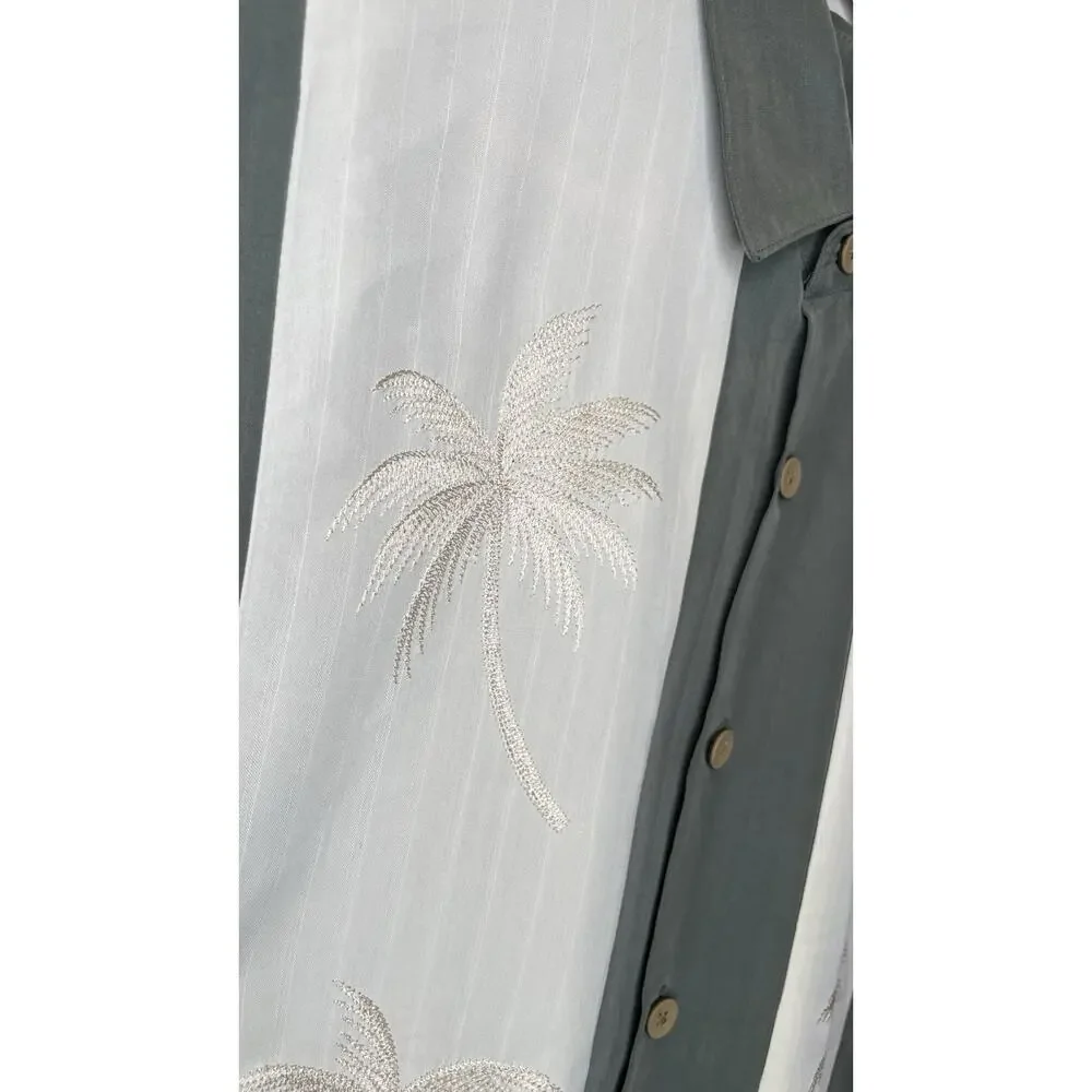 Bamboo Cay Hawaiian Bowling Embroidered Short Sleeve Button Up Shirt Green M - Picture 3 of 12